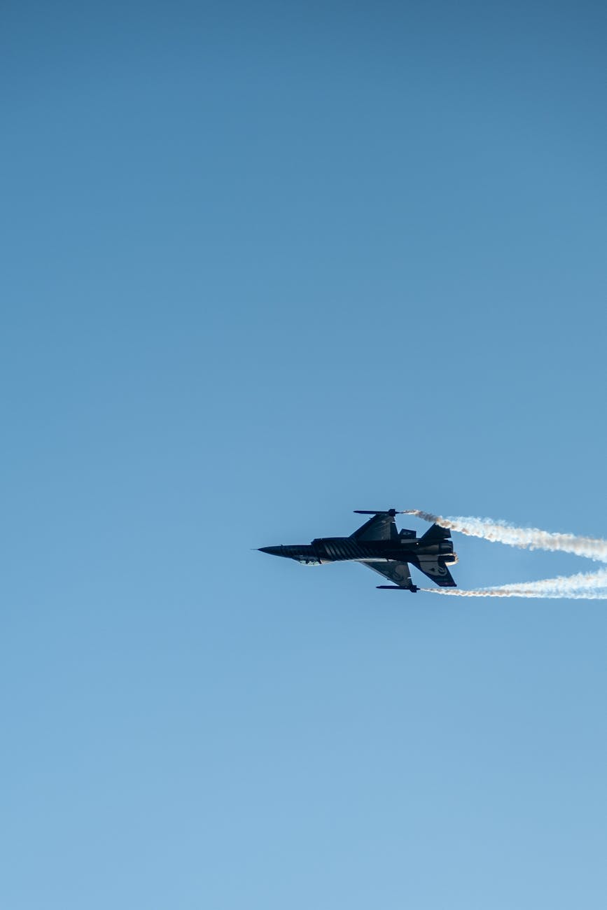 military jet performing aerial maneuvers in sky