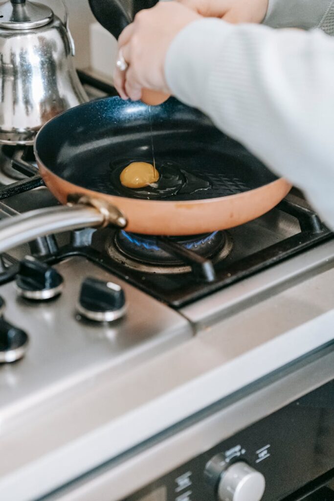 frying of an egg on a pan