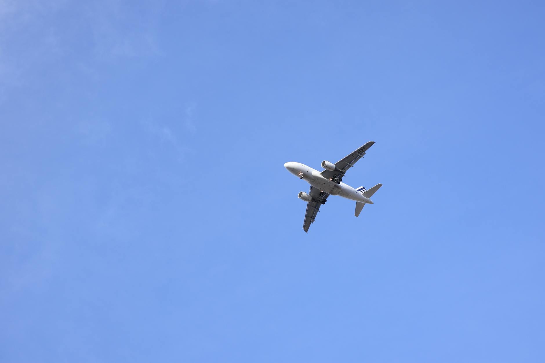 airplane flying in clear blue sky